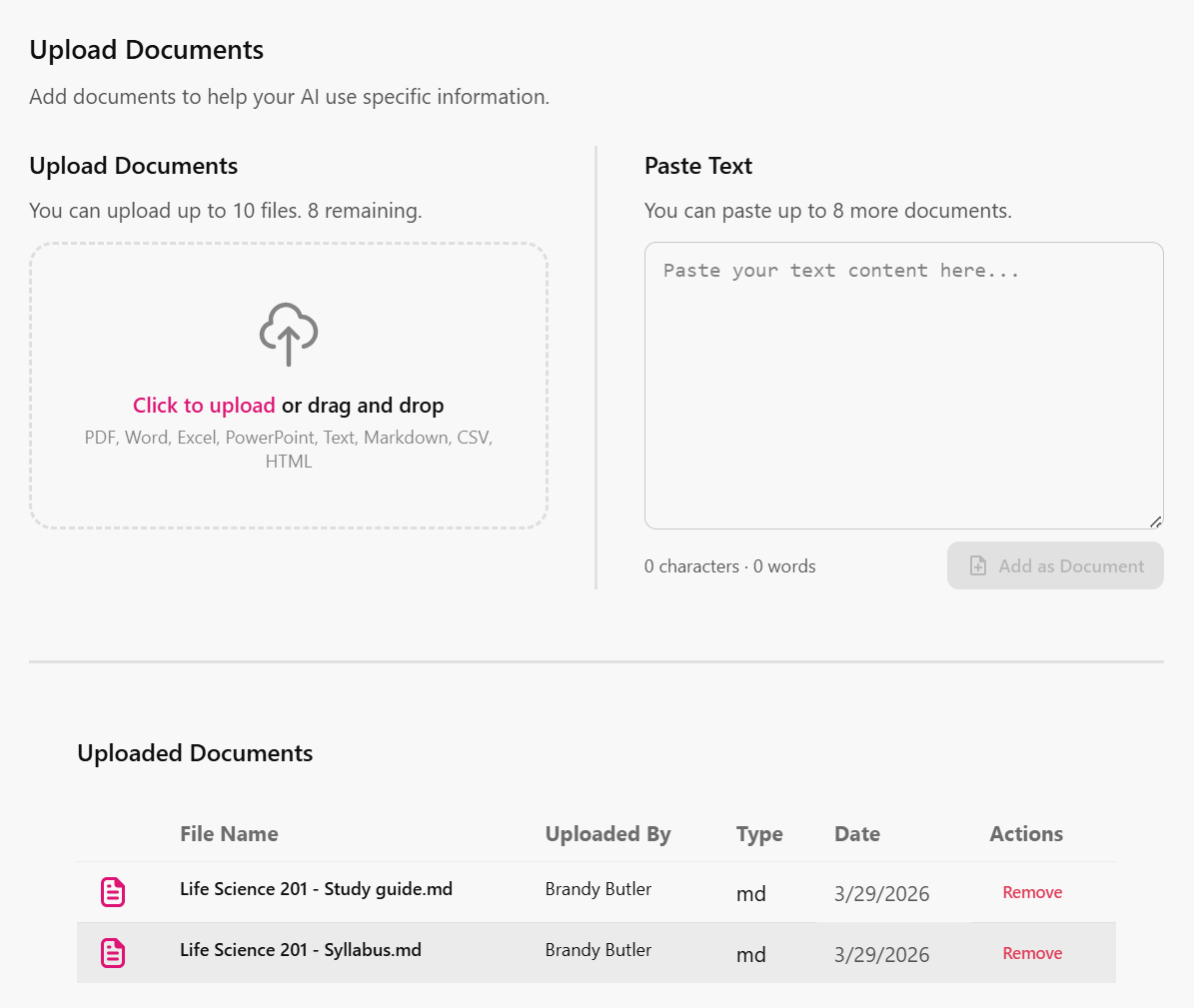 Ground step — upload your knowledge